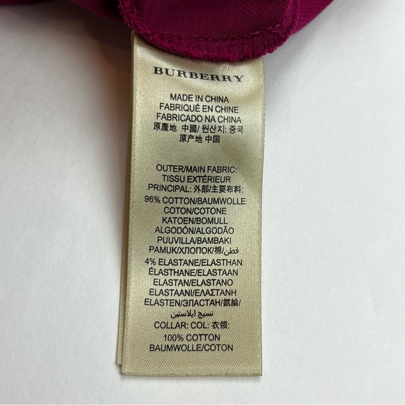 Burberry Brit Womens Size Medium Pink Mock Neck Long Sleeve Polo Ruffle *FLAW* - Picture 3 of 11